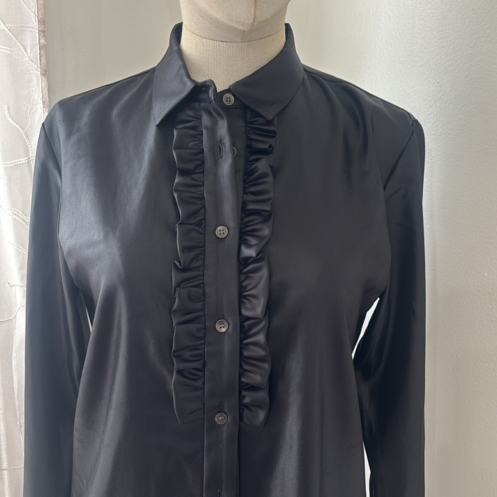 Long sleeve Satin Shirt Blouse - Picture 2 of 6